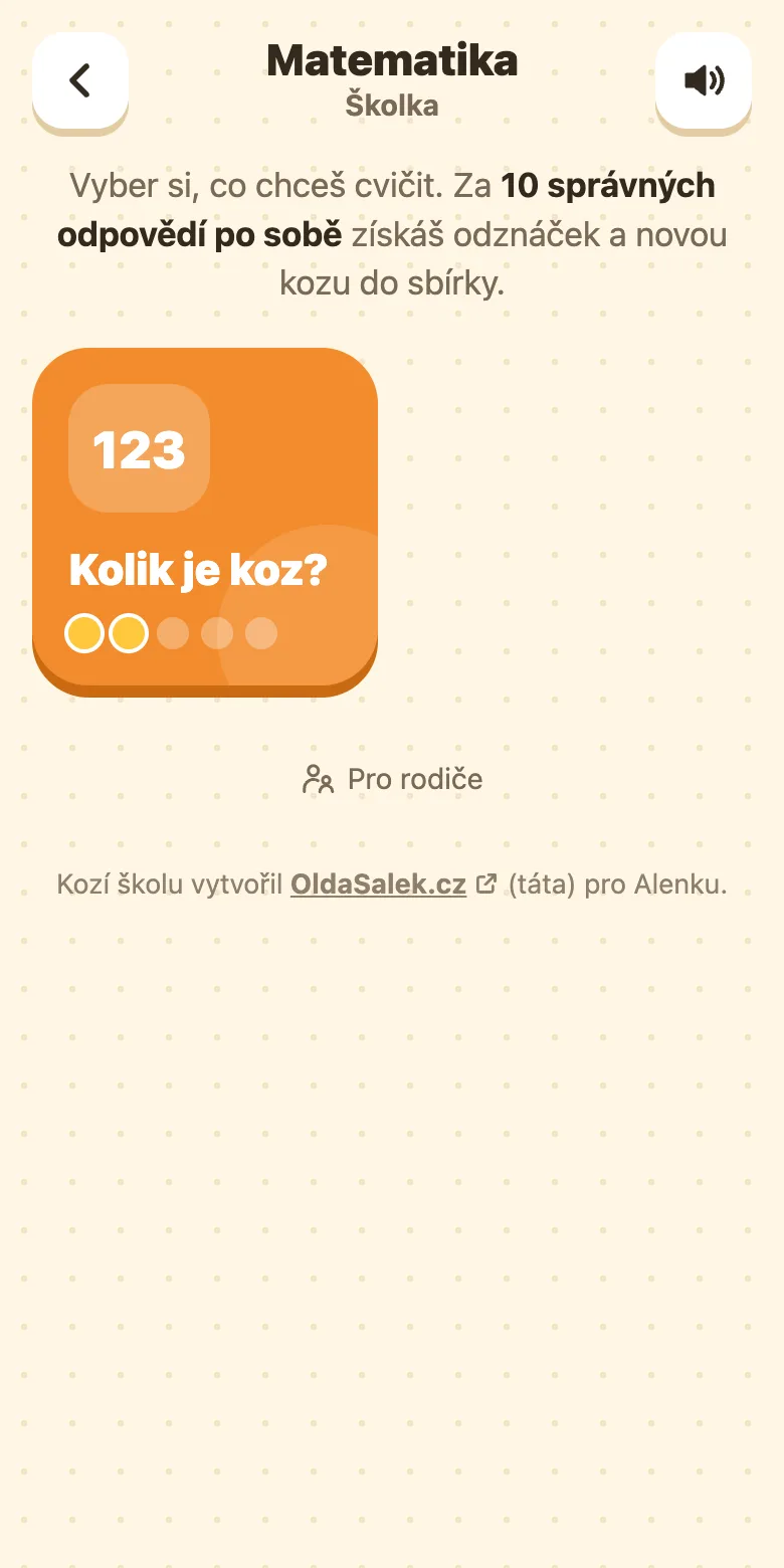 Kozí škola, matematika pro předškoláky: téma Kolik je koz?