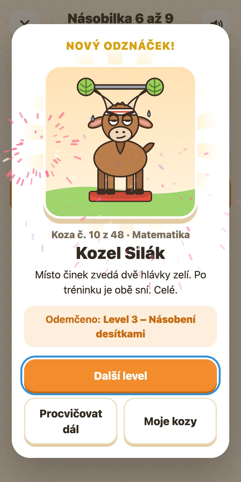 Nový odznáček v Kozí škole: ohňostroj a nová kreslená koza se jménem a krátkým příběhem